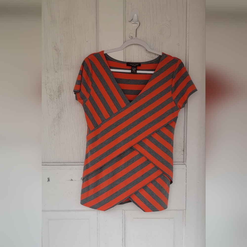 Linda Matthew's NY🍀women large orange & gray